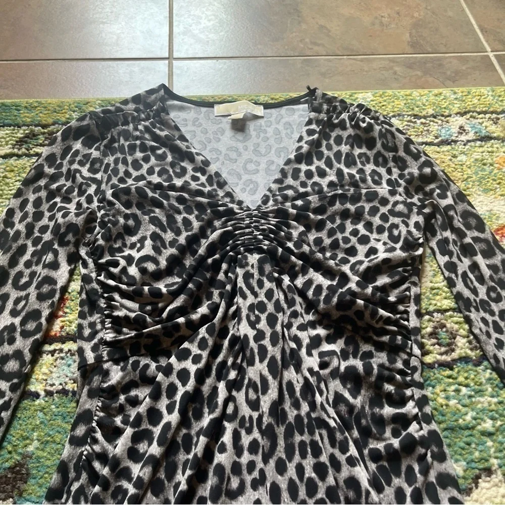 Michael Kors Cheetah pattern long sleeve cinched dress